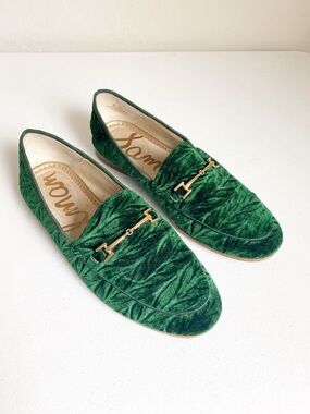 Sam Edelman Loraine Bit Loafers in Emerald Green Crushed Velvet Size 8